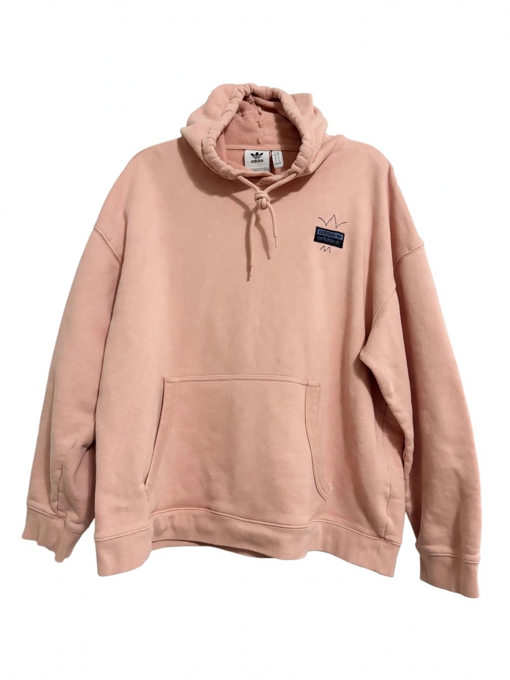 Adidas Originals Hoodie XL Dusty Pink Blush Patch Logo Graphic Back